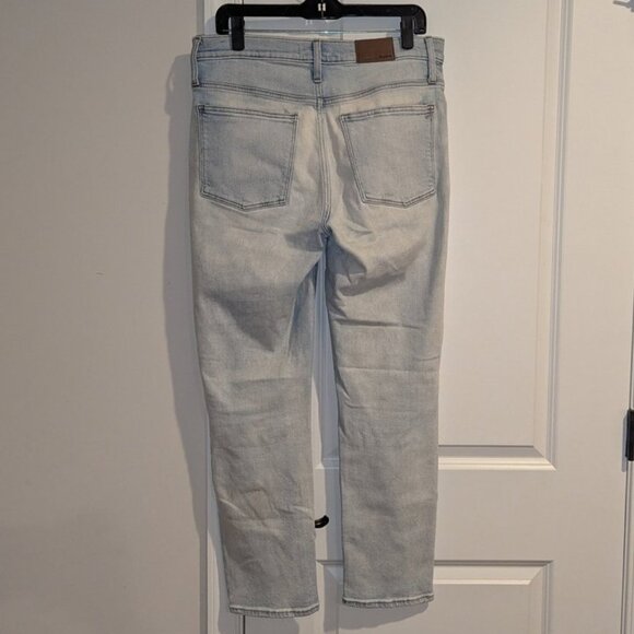 Madewell Tall Mid-Rise Classic Straight Jeans Wellingford Wash Knee-Rip Edition - Picture 6 of 7